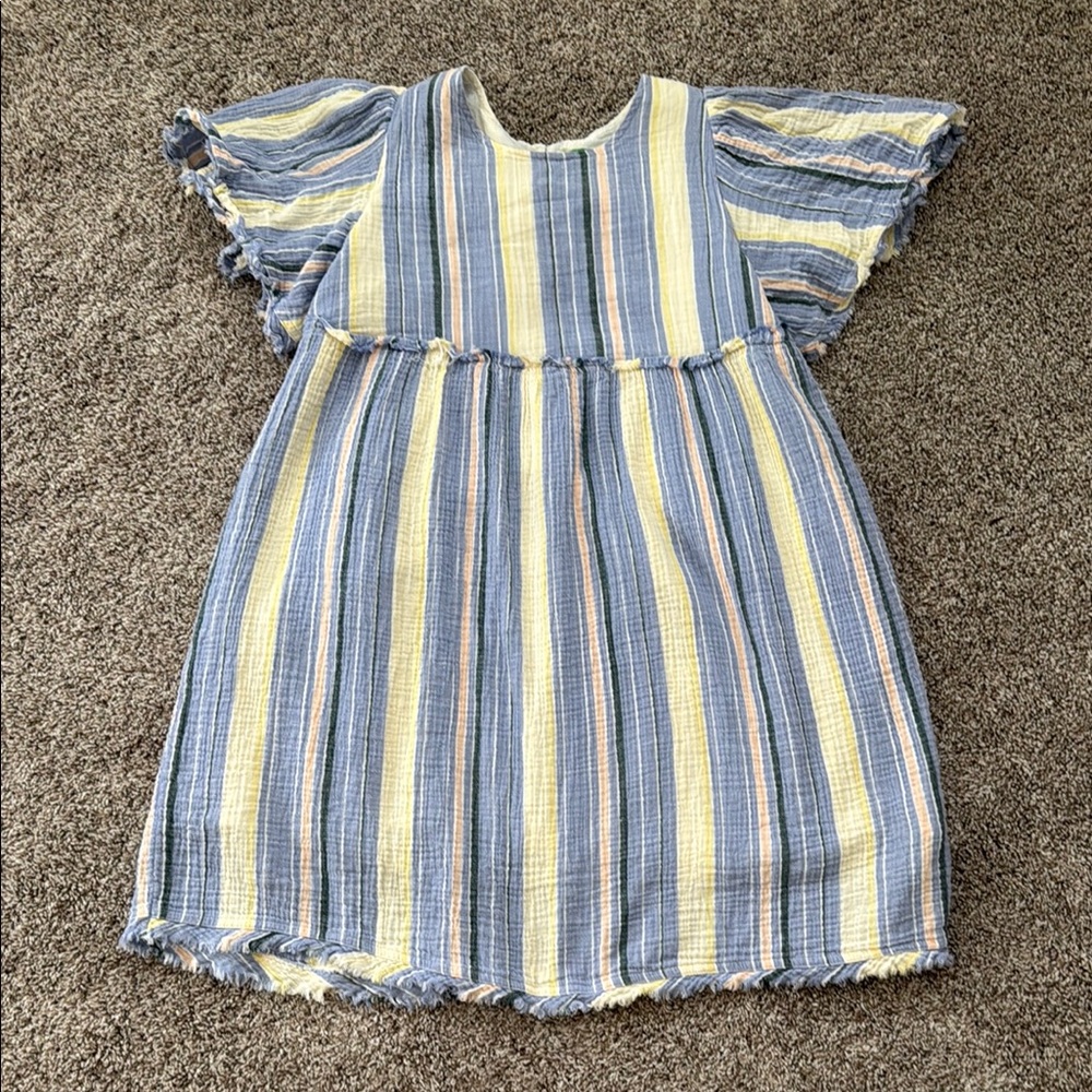 Dip Blue and Yellow Ruffled Tiered Midi Sundress